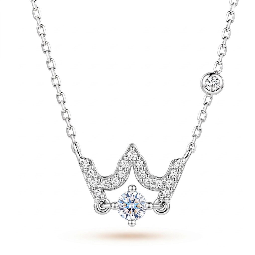0.51 ct.tw. W-shaped Crown Round Stone Necklace Pendant 0.51 ct.tw. W-shaped Crown Round Stone Necklace Pendant
