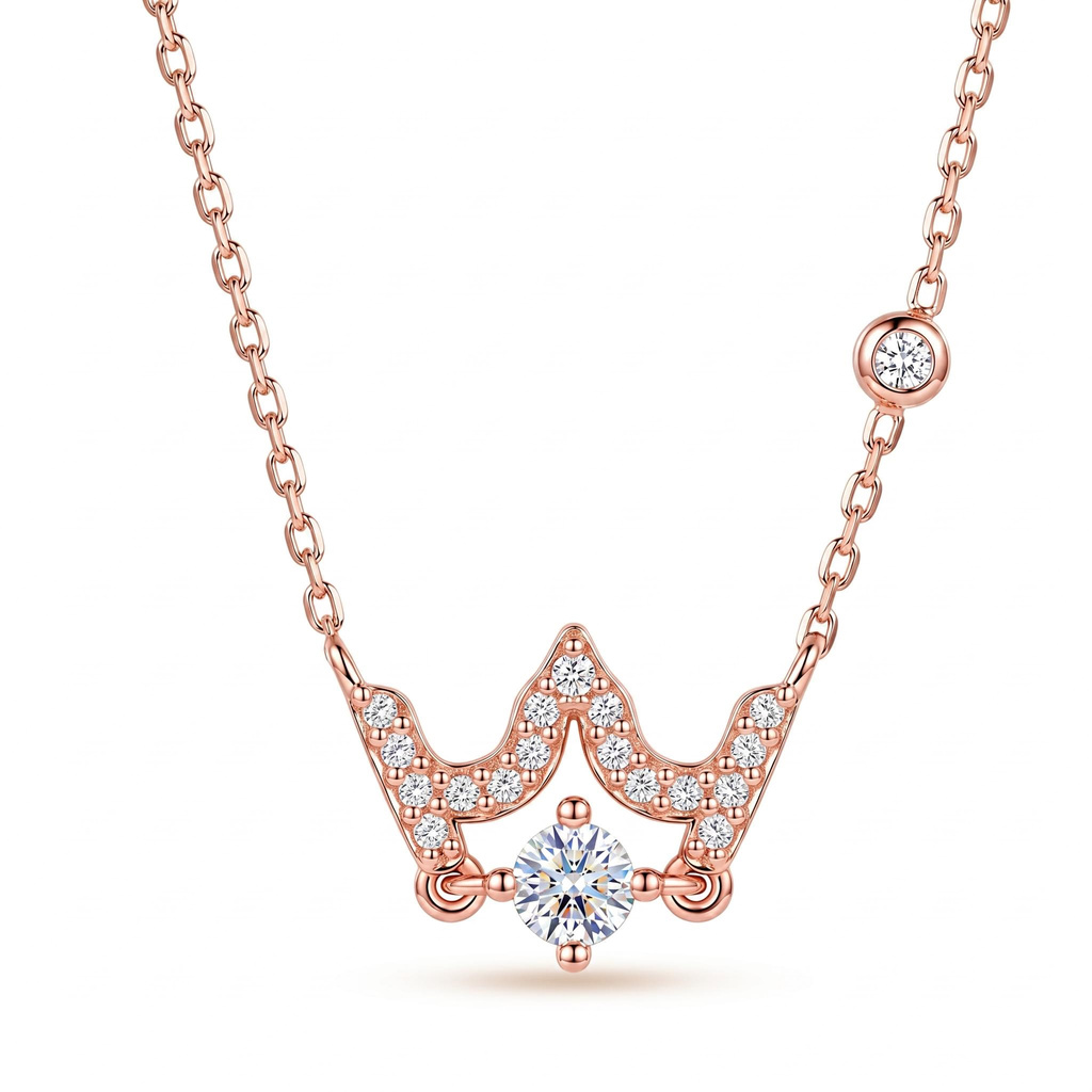 0.51 ct.tw. W-shaped Crown Round Stone Necklace Pendant 0.51 ct.tw. W-shaped Crown Round Stone Necklace Pendant