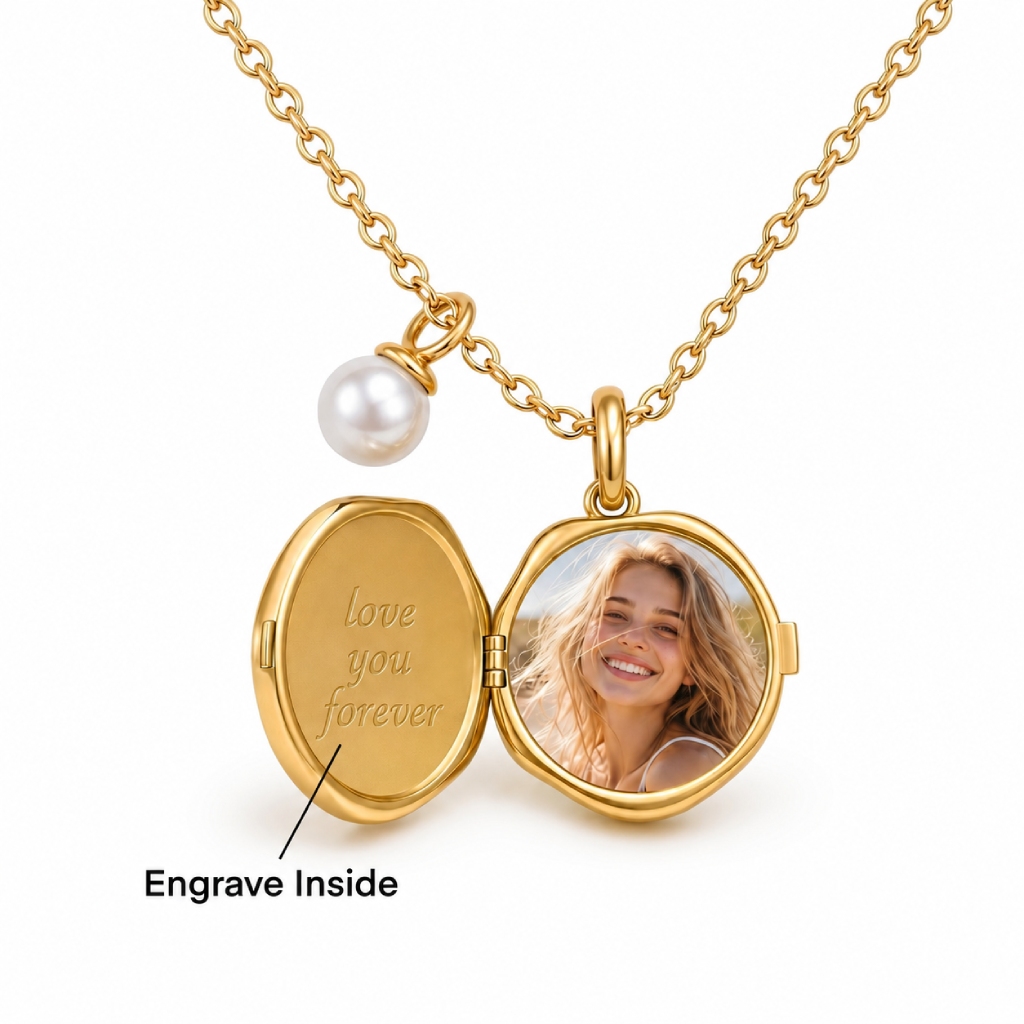 Watch Dial Customized Photo Locket Pendant with Pearl Charm Watch Dial Customized Photo Locket Pendant with Pearl Charm