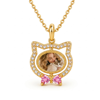 0.35 ct.tw. Cat Face Shape Pink Custom Photo Pendant