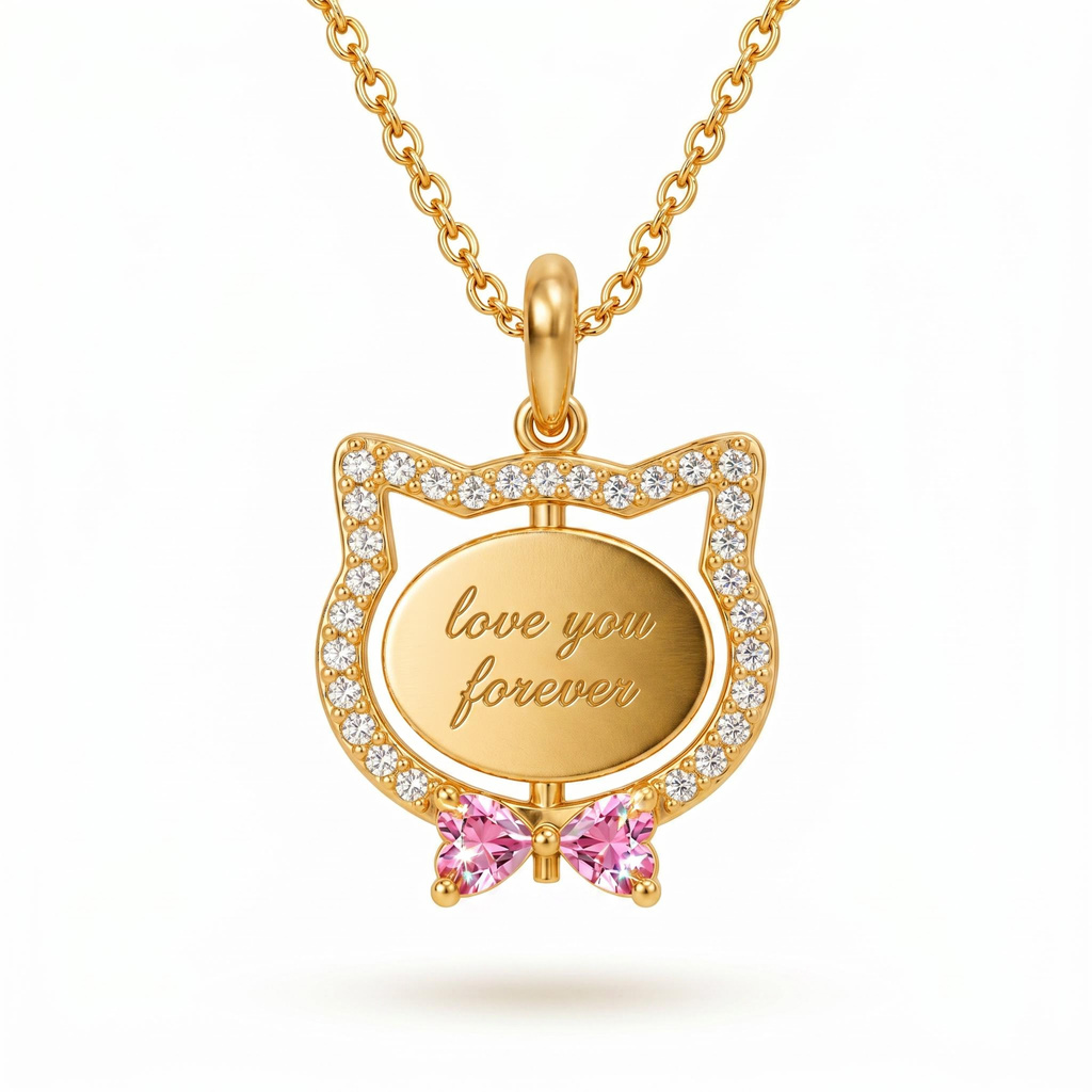 0.35 ct.tw. Cat Face Shape Pink Custom Photo Pendant 0.35 ct.tw. Cat Face Shape Pink Custom Photo Pendant