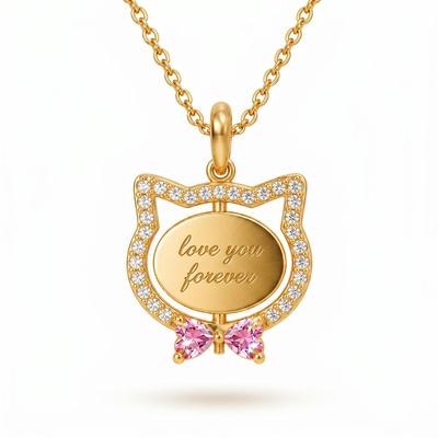 0.35 ct.tw. Cat Face Shape Pink Custom Photo Pendant