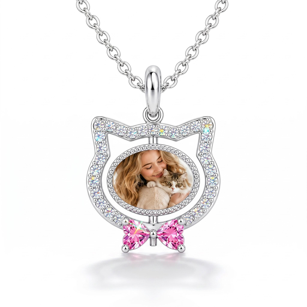 0.35 ct.tw. Cat Face Shape Pink Custom Photo Pendant 0.35 ct.tw. Cat Face Shape Pink Custom Photo Pendant