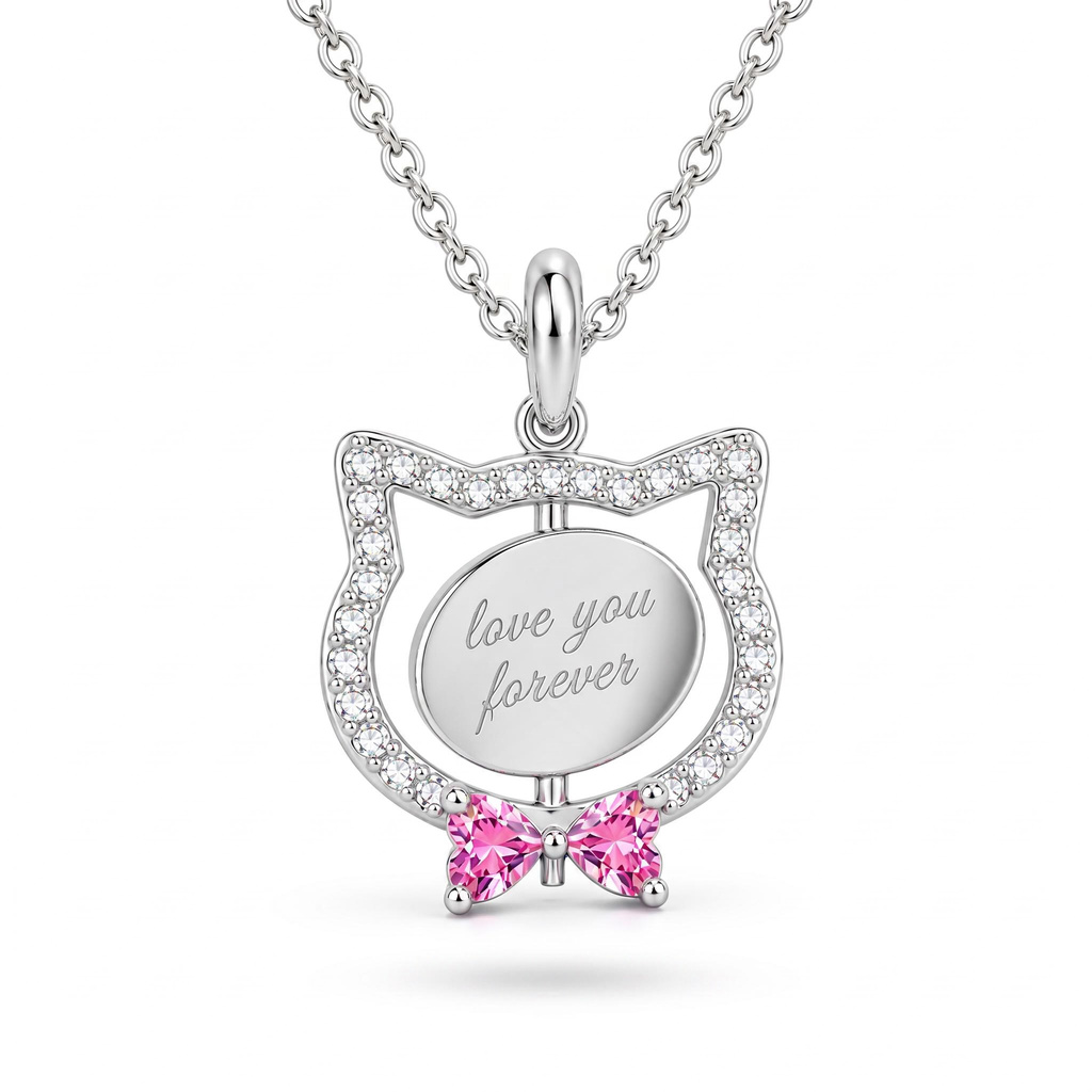 0.35 ct.tw. Cat Face Shape Pink Custom Photo Pendant 0.35 ct.tw. Cat Face Shape Pink Custom Photo Pendant