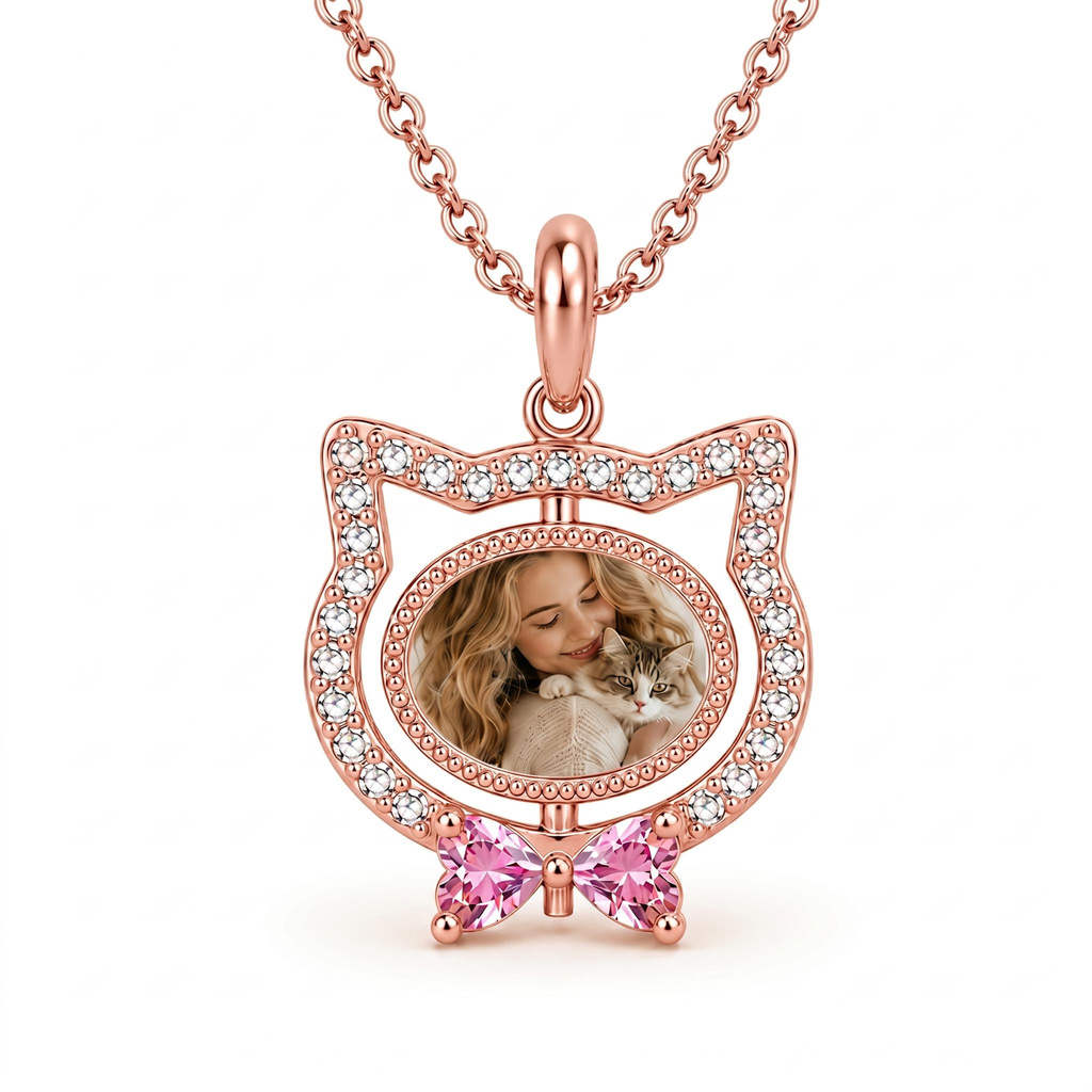 0.35 ct.tw. Cat Face Shape Pink Custom Photo Pendant 0.35 ct.tw. Cat Face Shape Pink Custom Photo Pendant