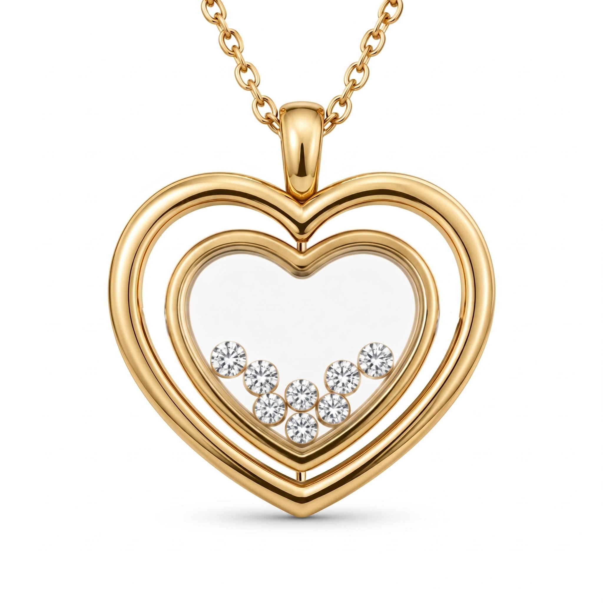Rotatable Heart Shaped Floating Diamond Pendant Rotatable Heart Shaped Floating Diamond Pendant