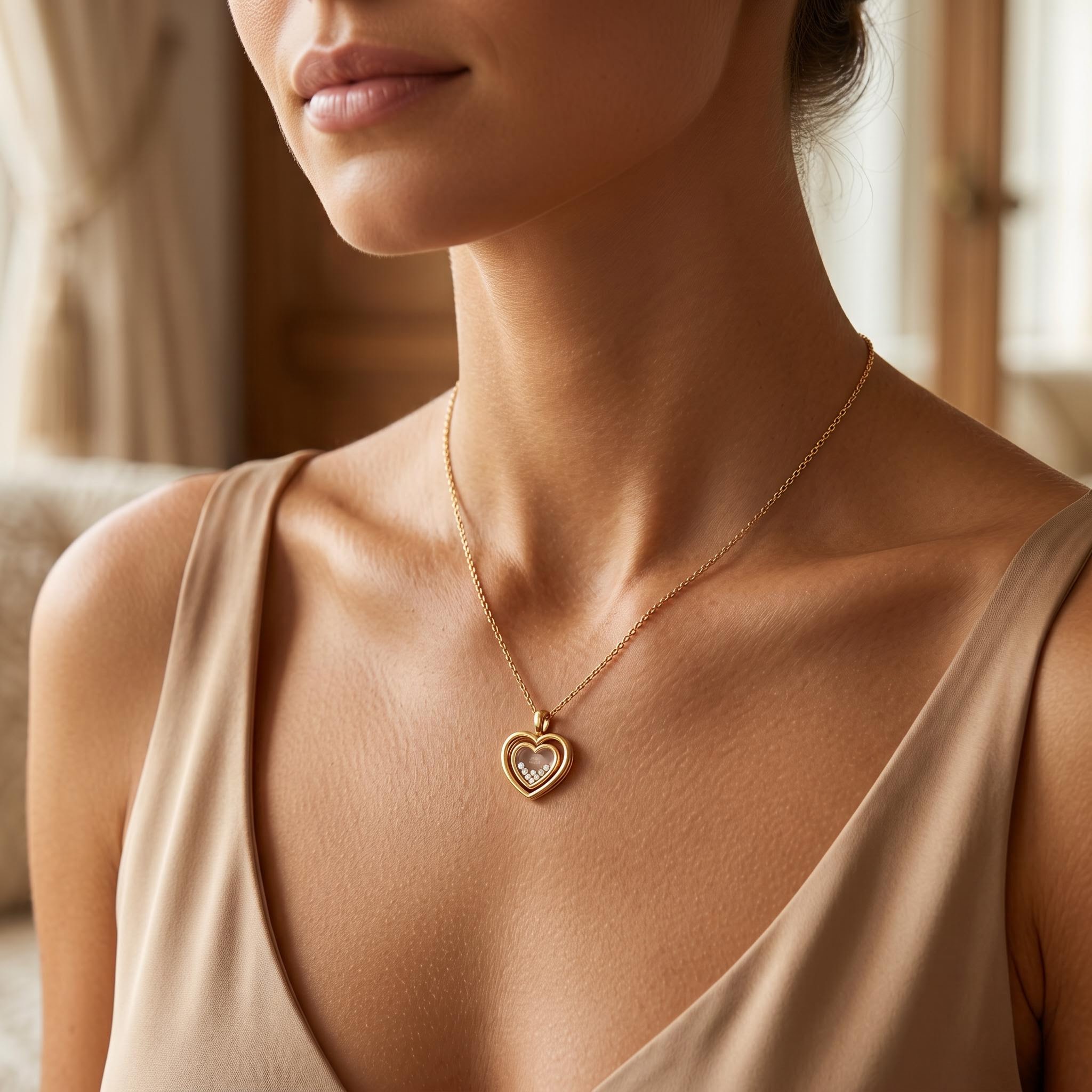 Rotatable Heart Shaped Floating Diamond Pendant Rotatable Heart Shaped Floating Diamond Pendant