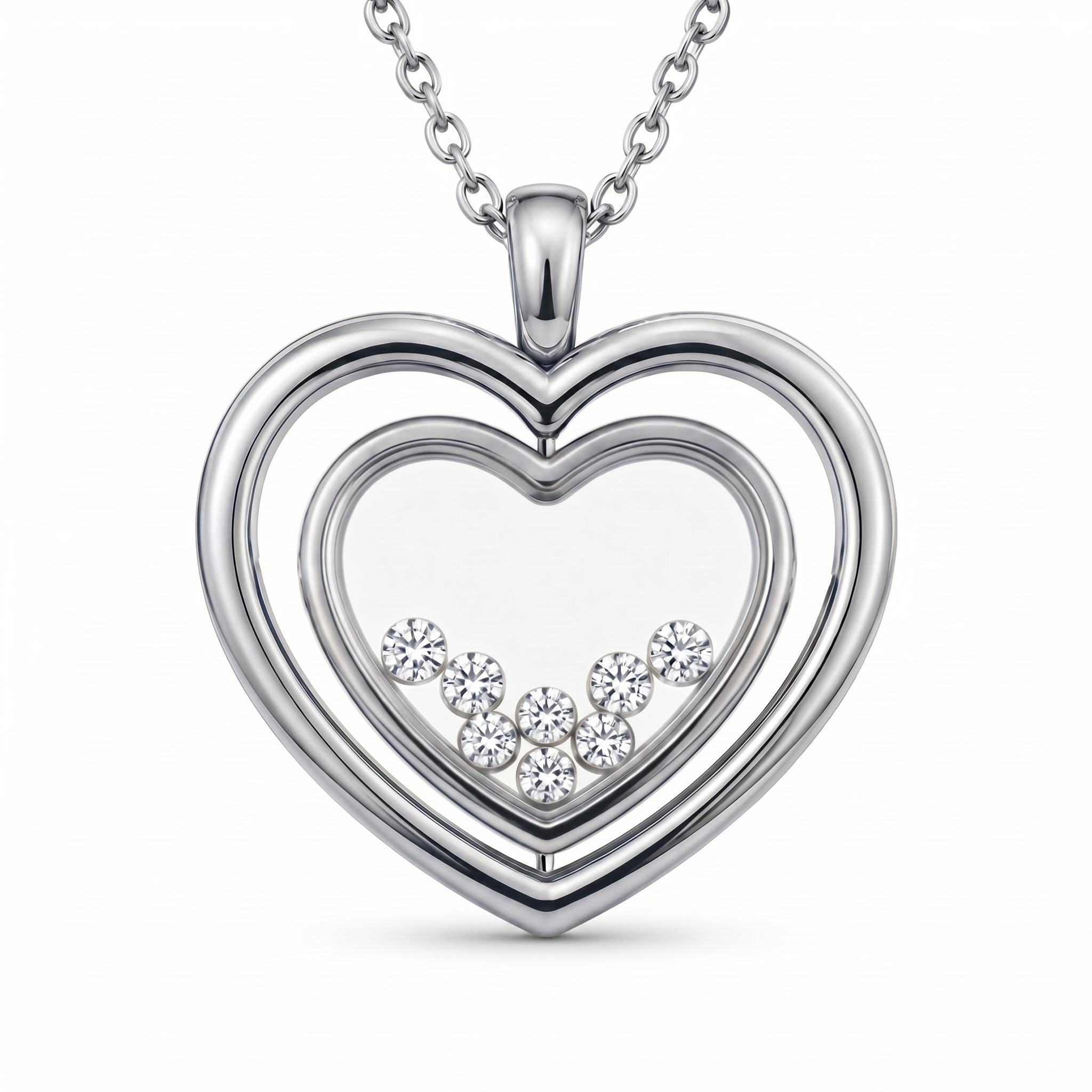 Rotatable Heart Shaped Floating Diamond Pendant Rotatable Heart Shaped Floating Diamond Pendant