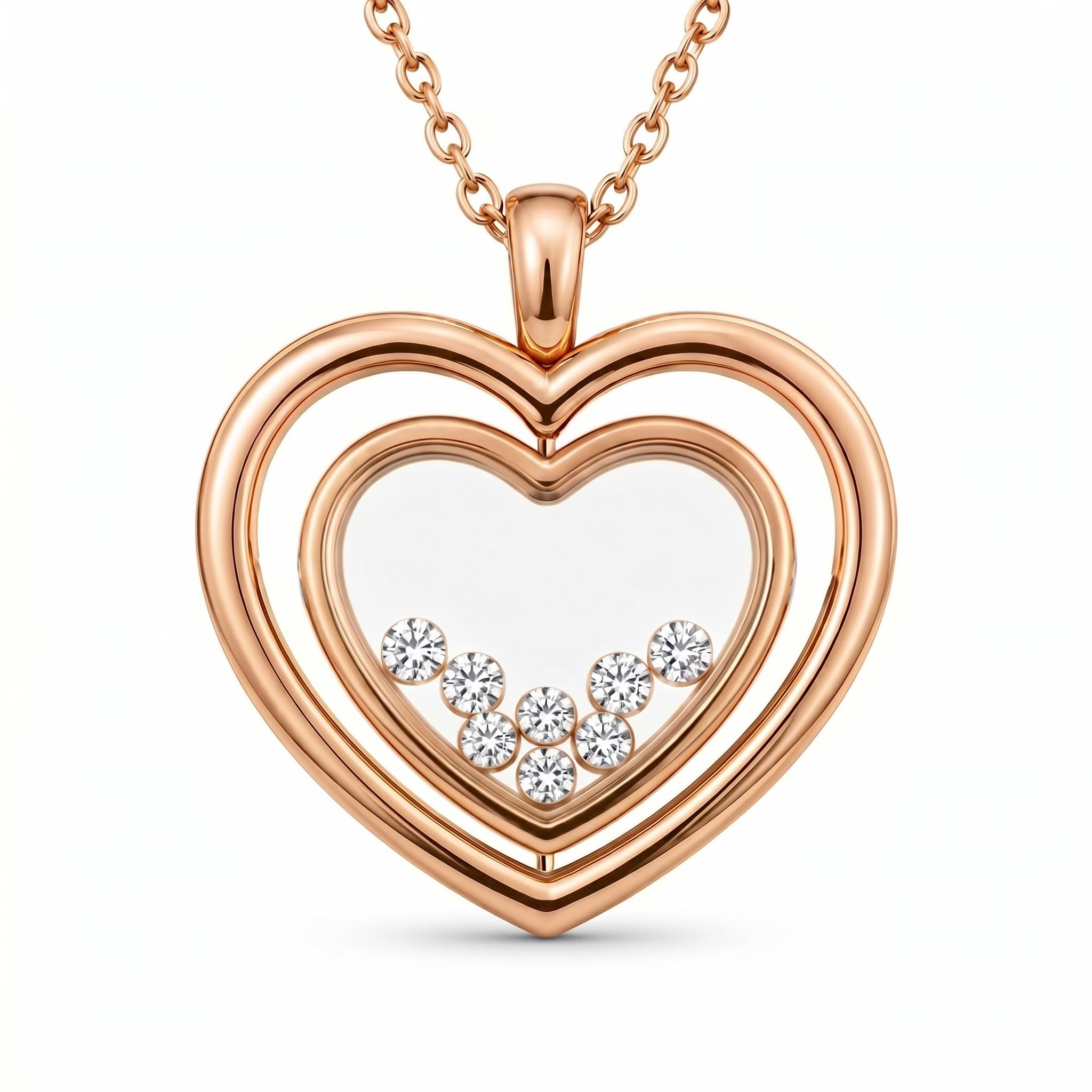 Rotatable Heart Shaped Floating Diamond Pendant Rotatable Heart Shaped Floating Diamond Pendant