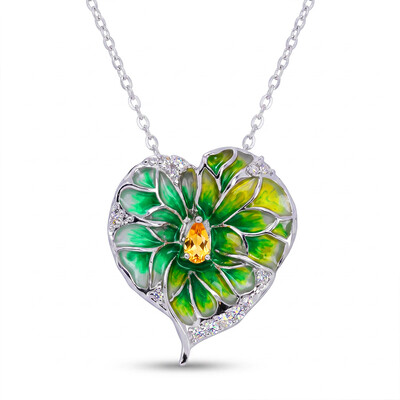 Helloice Enamel Nature Glaze Green Heart Pendant Necklace