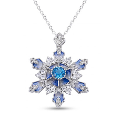 Helloice Enamel Nature Glaze Light Purple Snowflake Pendant Necklace