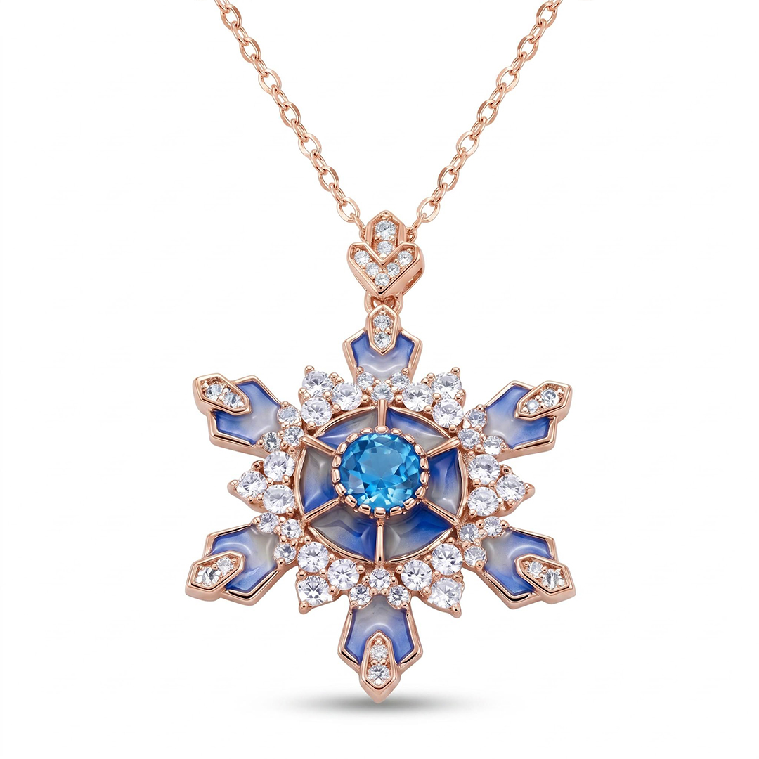 Helloice Enamel Nature Glaze Light Purple Snowflake Pendant Necklace Helloice Enamel Nature Glaze Light Purple Snowflake Pendant Necklace