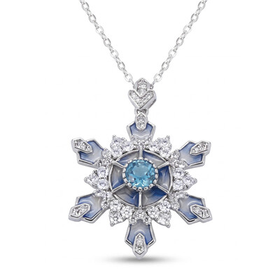 Enamel Nature Glaze Light Purple Snowflake Pendant Necklace