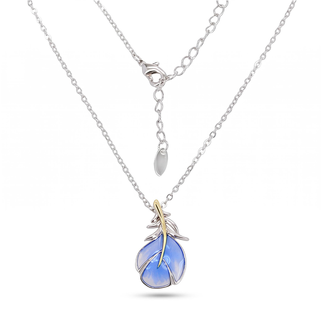 Helloice Enamel Nature Glaze Blue Feather Teardrop Pendant Necklace Helloice Enamel Nature Glaze Blue Feather Teardrop Pendant Necklace