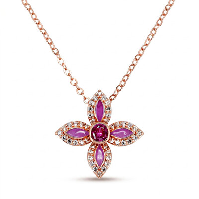Helloice Enamel Nature Glaze Rose Purple Cross Pendant Necklace