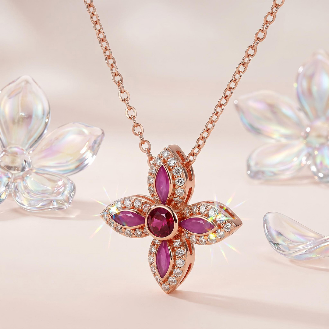 Helloice Enamel Nature Glaze Rose Purple Cross Pendant Necklace Helloice Enamel Nature Glaze Rose Purple Cross Pendant Necklace
