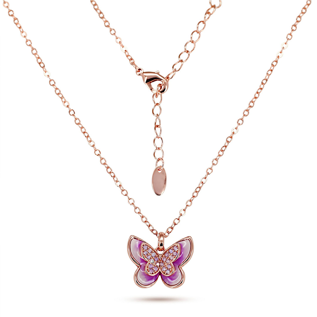 Helloice Enamel Nature Glaze Rose Purple Cross Pendant Necklace Helloice Enamel Nature Glaze Rose Purple Cross Pendant Necklace