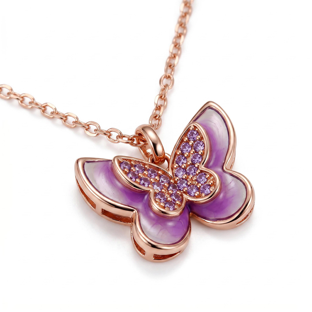 Helloice Enamel Nature Glaze Rose Purple Cross Pendant Necklace Helloice Enamel Nature Glaze Rose Purple Cross Pendant Necklace