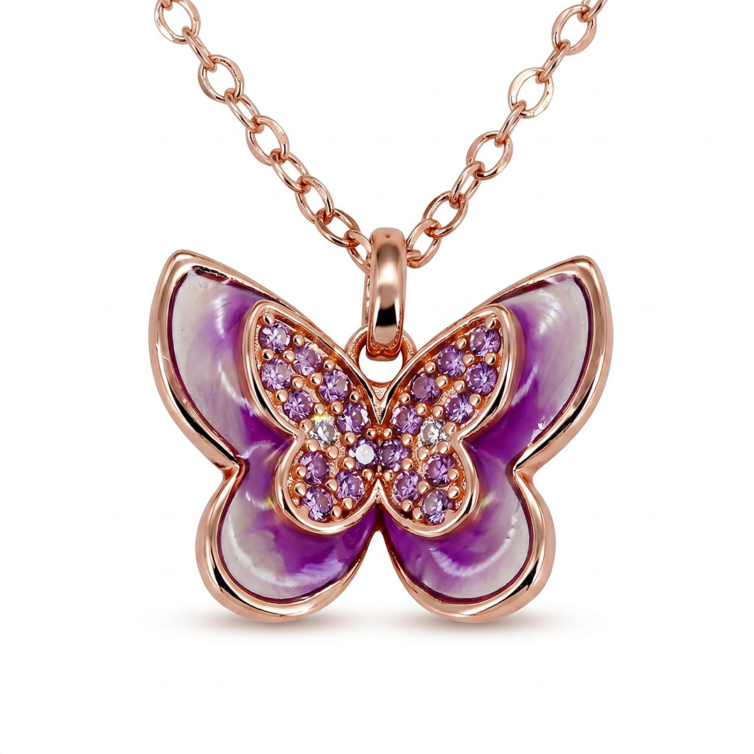 Helloice Enamel Nature Glaze Rose Purple Cross Pendant Necklace Helloice Enamel Nature Glaze Rose Purple Cross Pendant Necklace