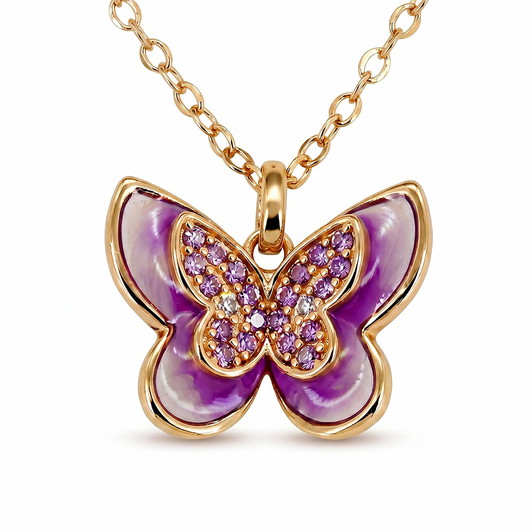 Helloice Enamel Nature Glaze Rose Purple Cross Pendant Necklace Helloice Enamel Nature Glaze Rose Purple Cross Pendant Necklace