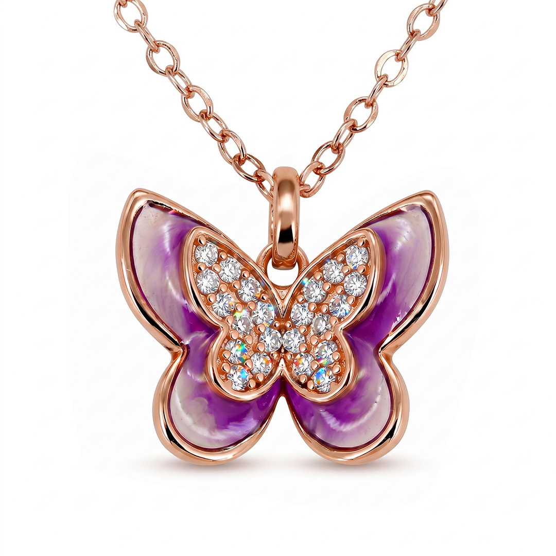 Enamel Nature Glaze Rose Purple Cross Pendant Necklace Enamel Nature Glaze Rose Purple Cross Pendant Necklace