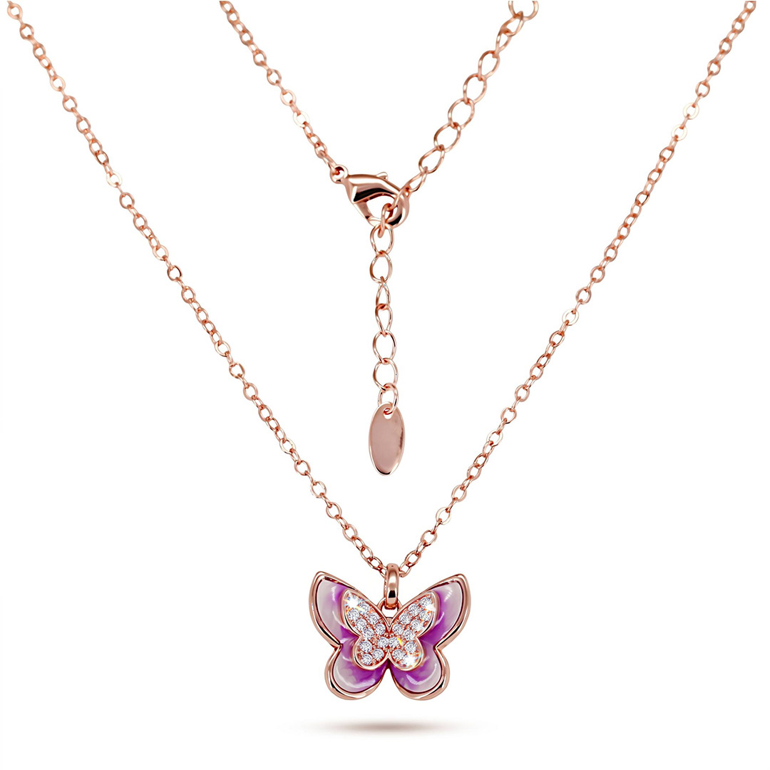 Enamel Nature Glaze Rose Purple Cross Pendant Necklace Enamel Nature Glaze Rose Purple Cross Pendant Necklace