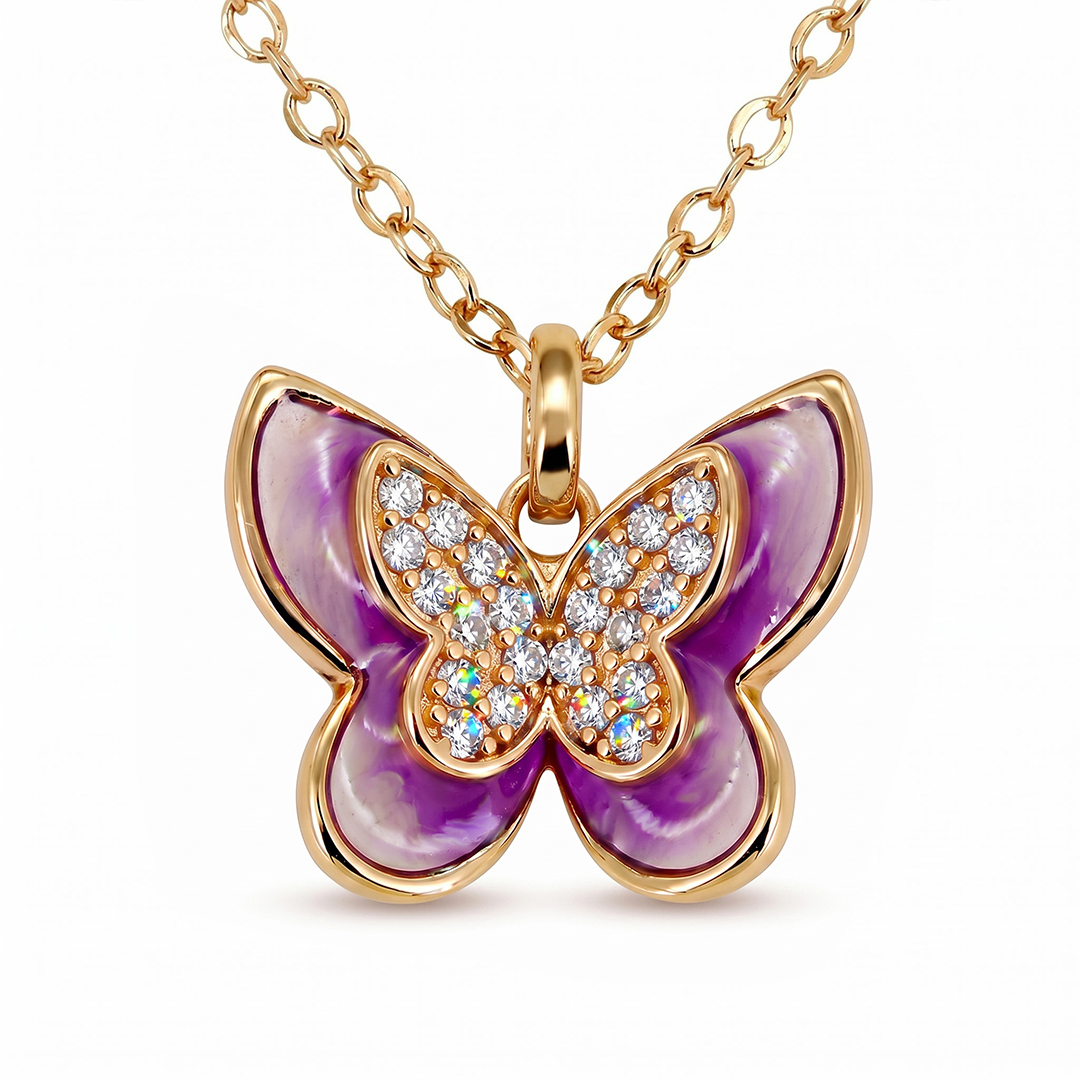 Enamel Nature Glaze Rose Purple Cross Pendant Necklace Enamel Nature Glaze Rose Purple Cross Pendant Necklace