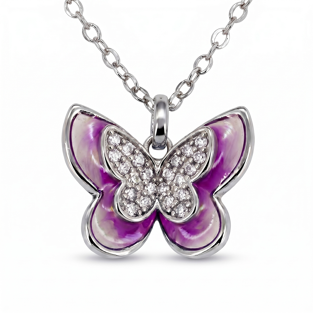 Enamel Nature Glaze Rose Purple Cross Pendant Necklace Enamel Nature Glaze Rose Purple Cross Pendant Necklace