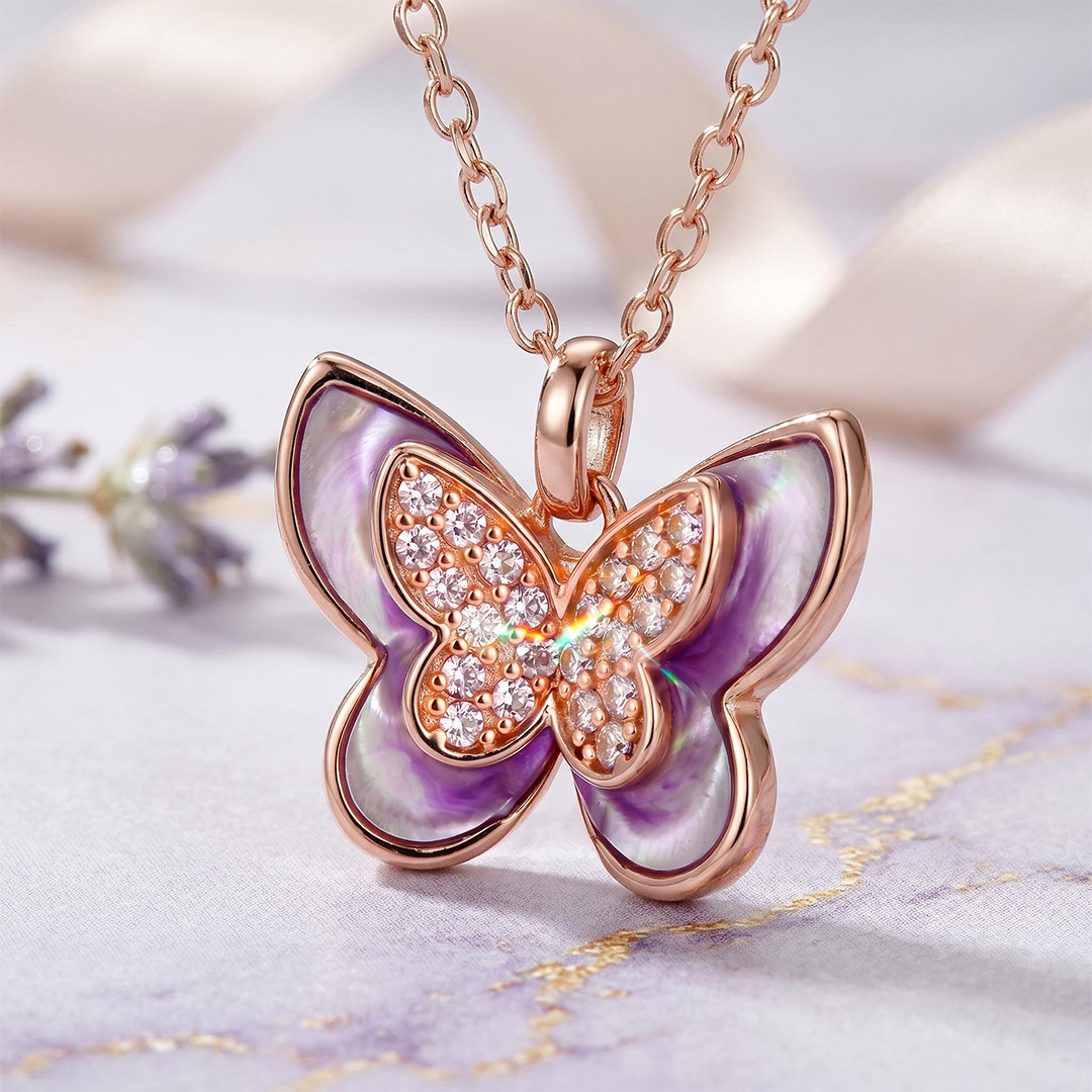 Enamel Nature Glaze Rose Purple Cross Pendant Necklace Enamel Nature Glaze Rose Purple Cross Pendant Necklace