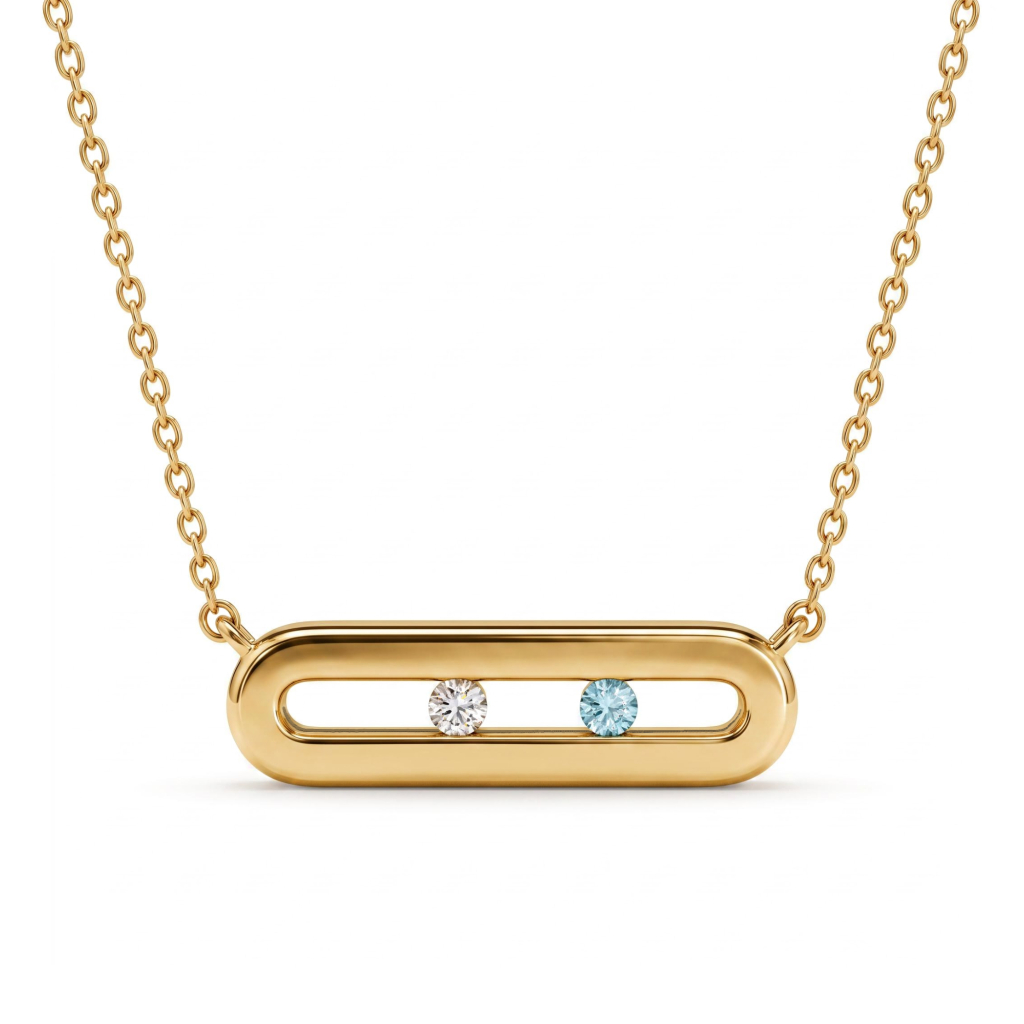 Personalized Sliding Bar Movable Birthstone Necklace