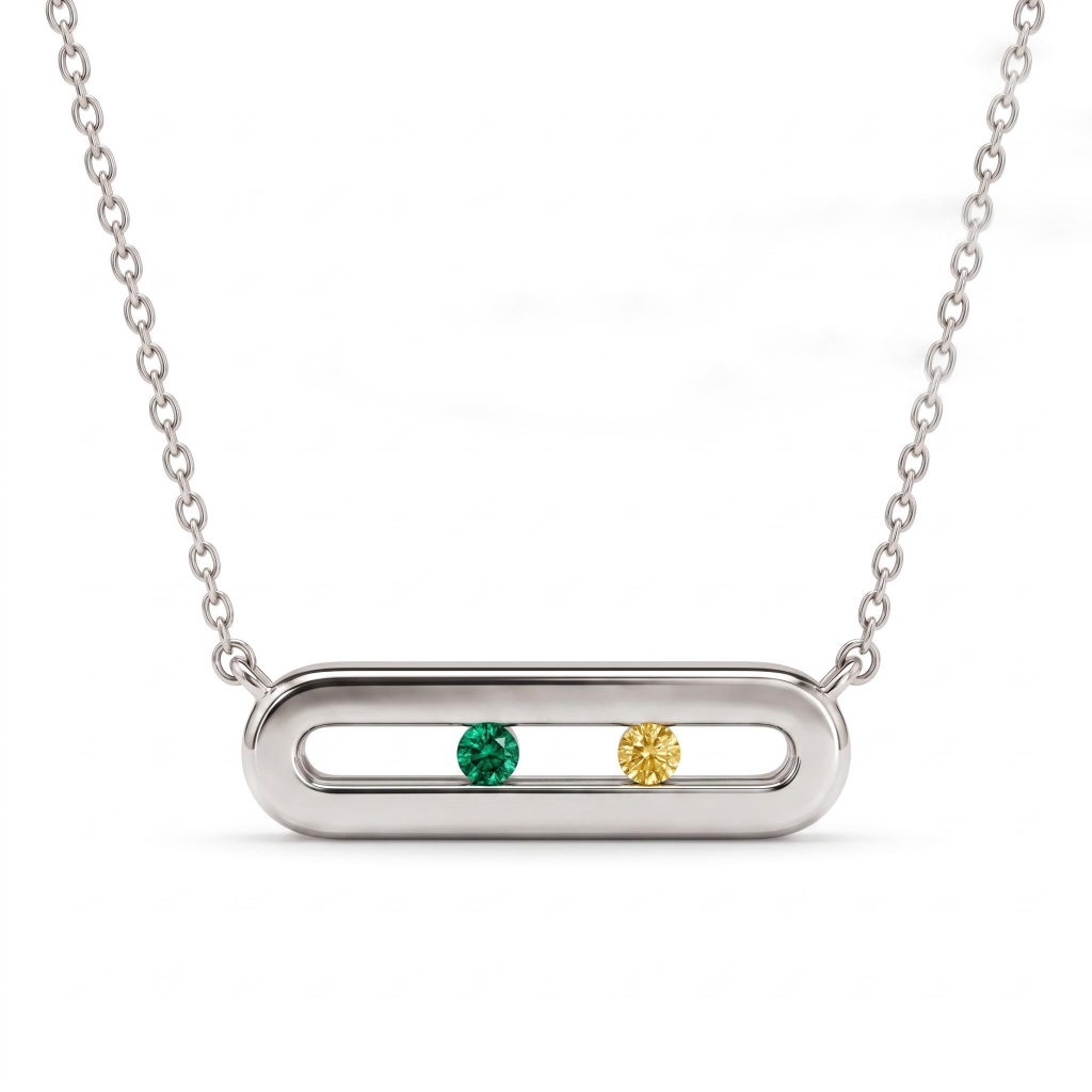 Personalized Sliding Bar Movable Birthstone Necklace