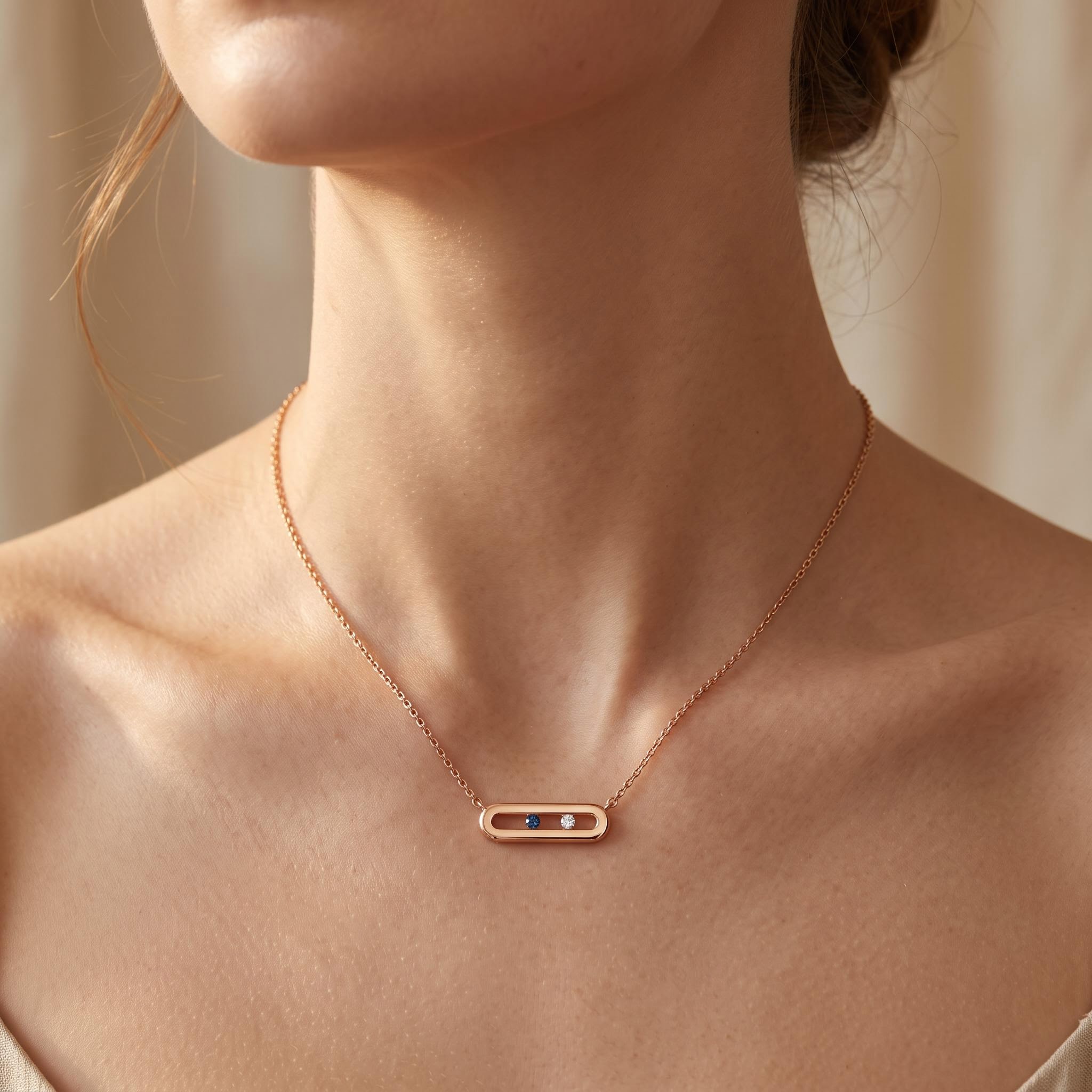 Personalized Sliding Bar Movable Birthstone Necklace