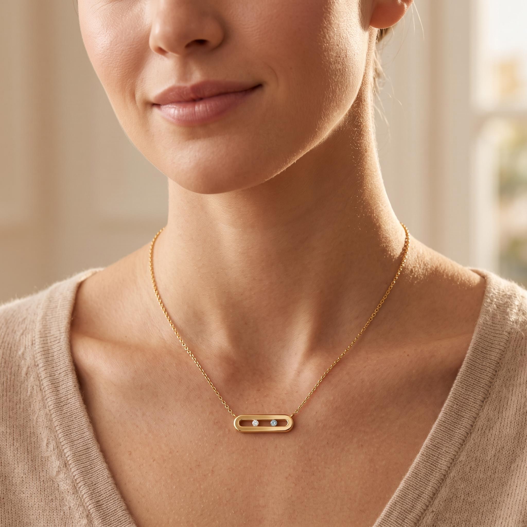 Personalized Sliding Bar Movable Birthstone Necklace