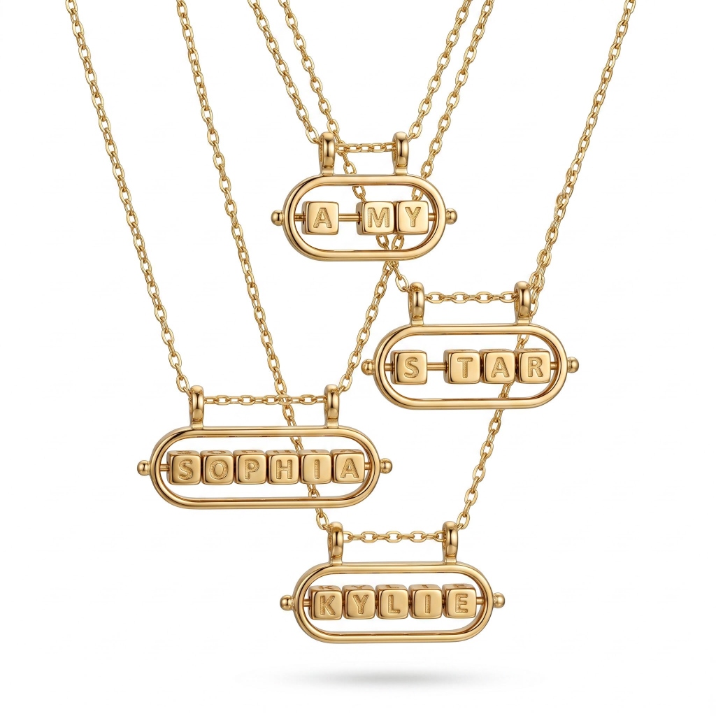 Personalized Rotatable Letter Block Pendant