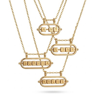 Personalized Rotatable Letter Block Pendant