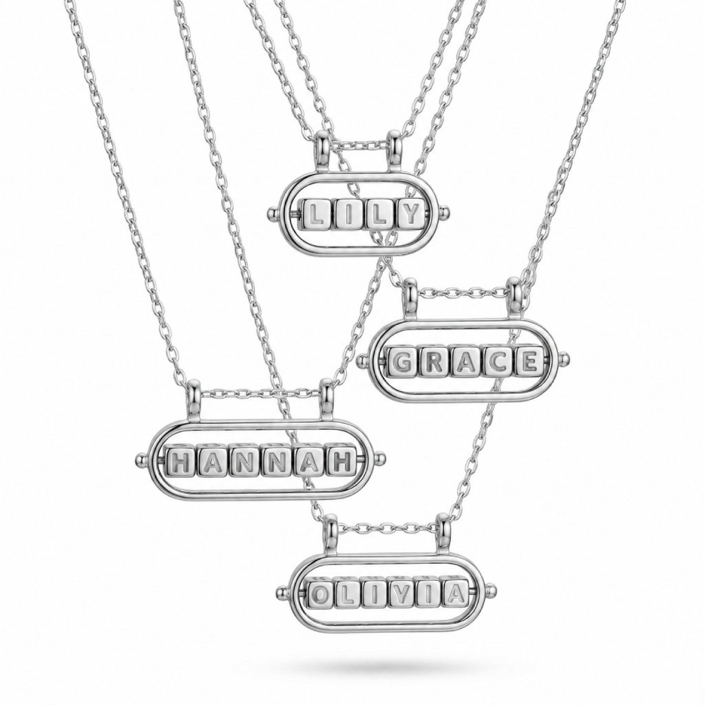Personalized Rotatable Letter Block Pendant