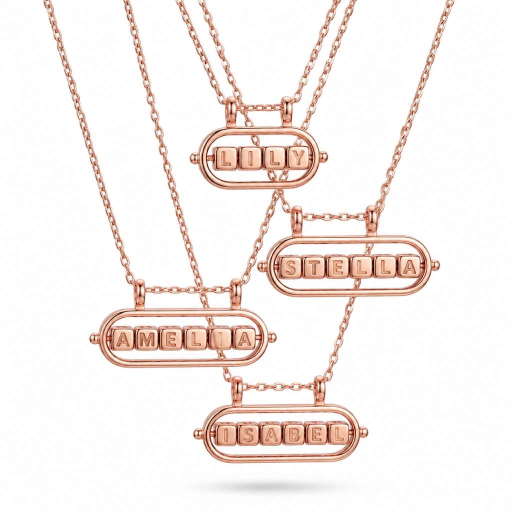 Personalized Rotatable Letter Block Pendant