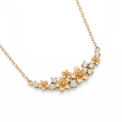 Nature-inspired Flower Cluster Sandblasted Necklace
