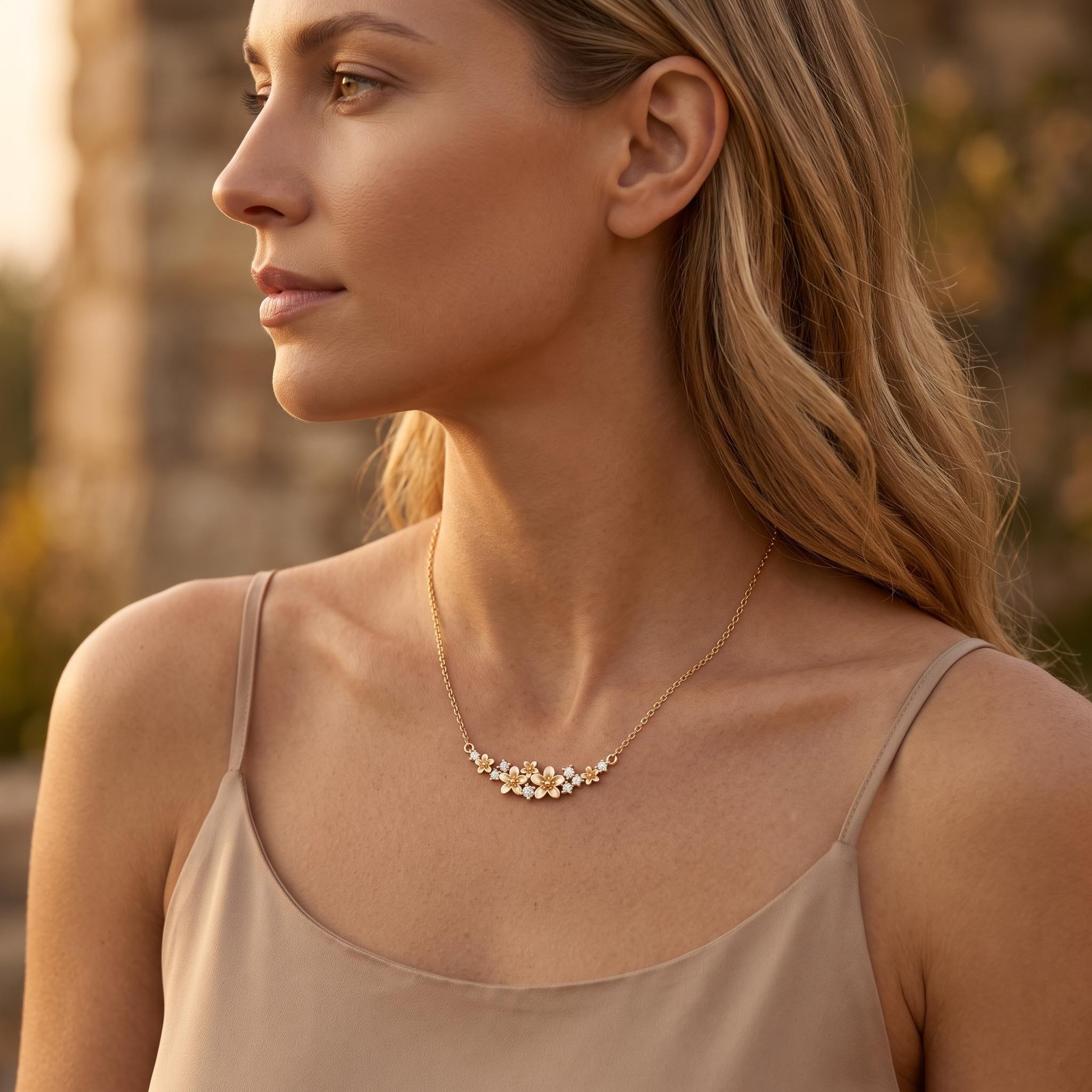 Nature-inspired Flower Cluster Sandblasted Necklace Nature-inspired Flower Cluster Sandblasted Necklace