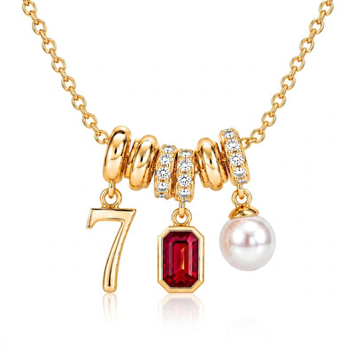 0.83 ct.tw. Light Luxury Lucky Number Birthstone Pearl Pendant Necklace
