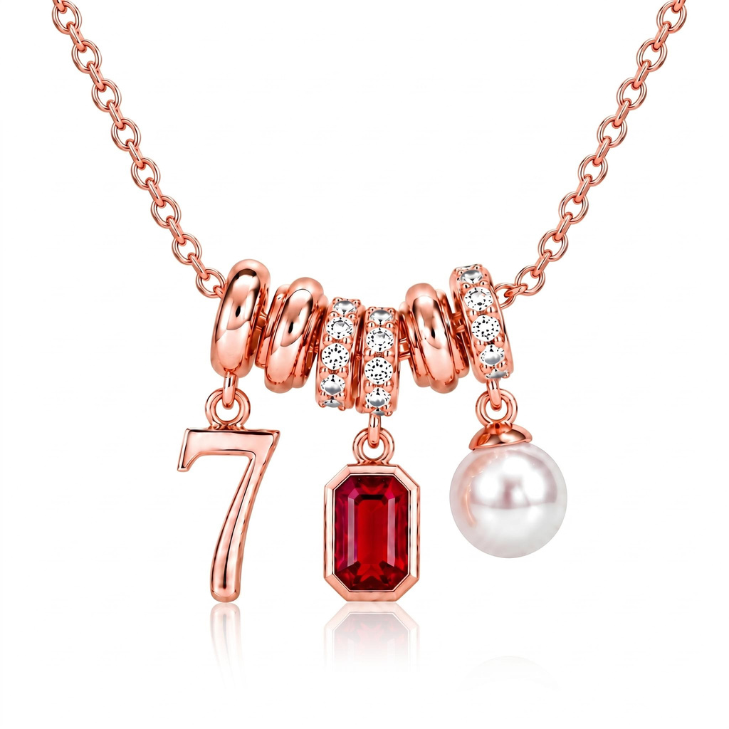 0.83 ct.tw. Light Luxury Lucky Number Birthstone Pearl Pendant Necklace