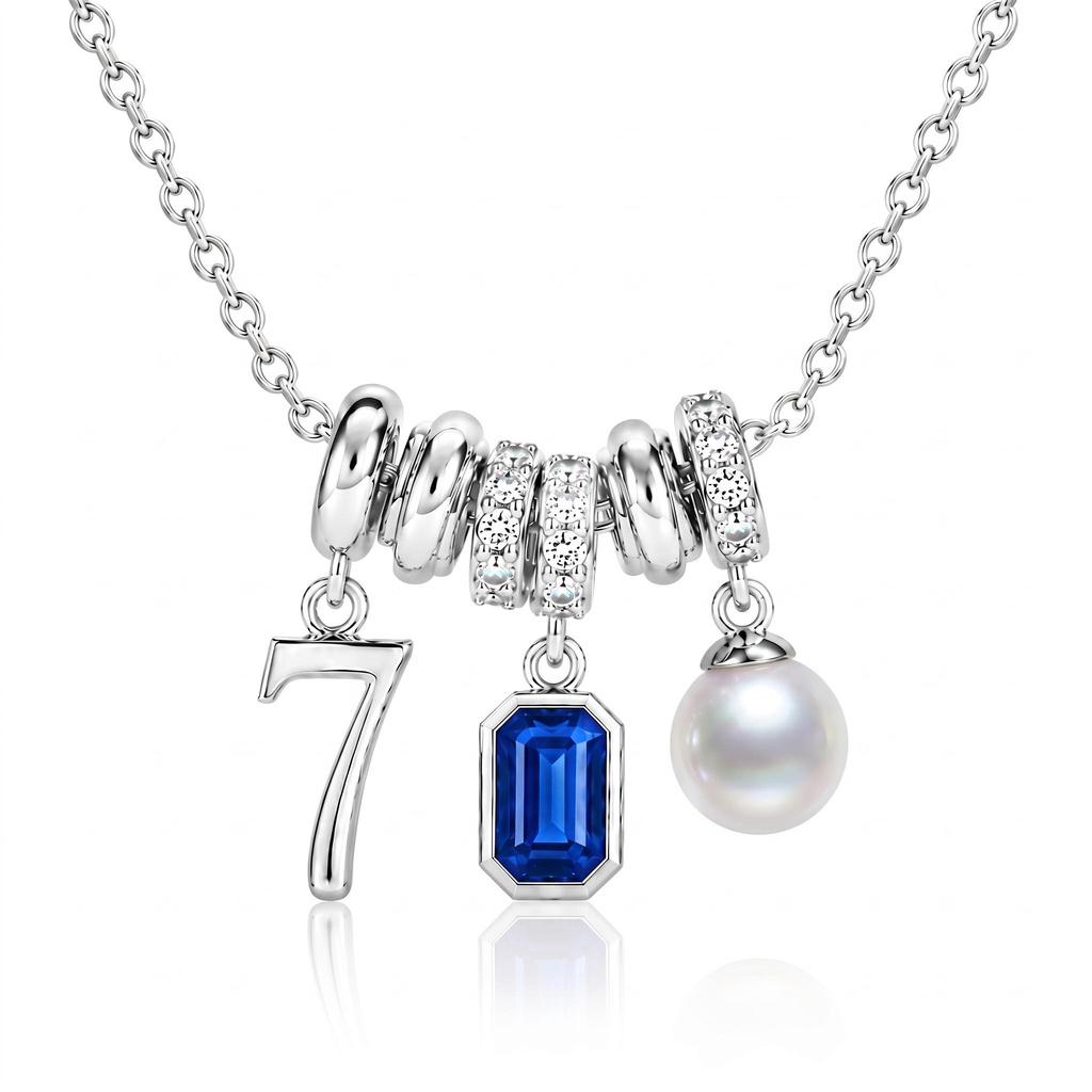 0.83 ct.tw. Light Luxury Lucky Number Birthstone Pearl Pendant Necklace