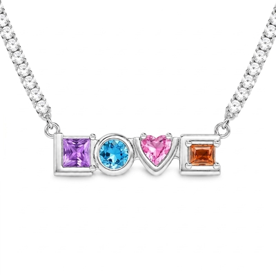 2.0 ct.tw. LOVE Four-color Gemstone Full Diamond Necklace