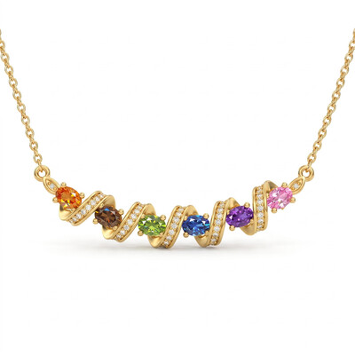 1.78 ct.tw. Twist Rainbow Gemstone Diamond-encrusted Smile Necklace