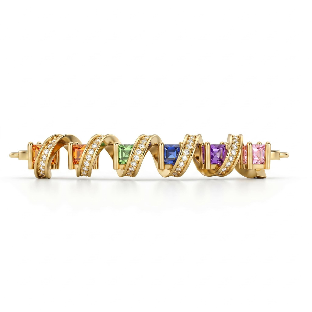 1.78 ct.tw. Twist Rainbow Gemstone Diamond-encrusted Smile Necklace