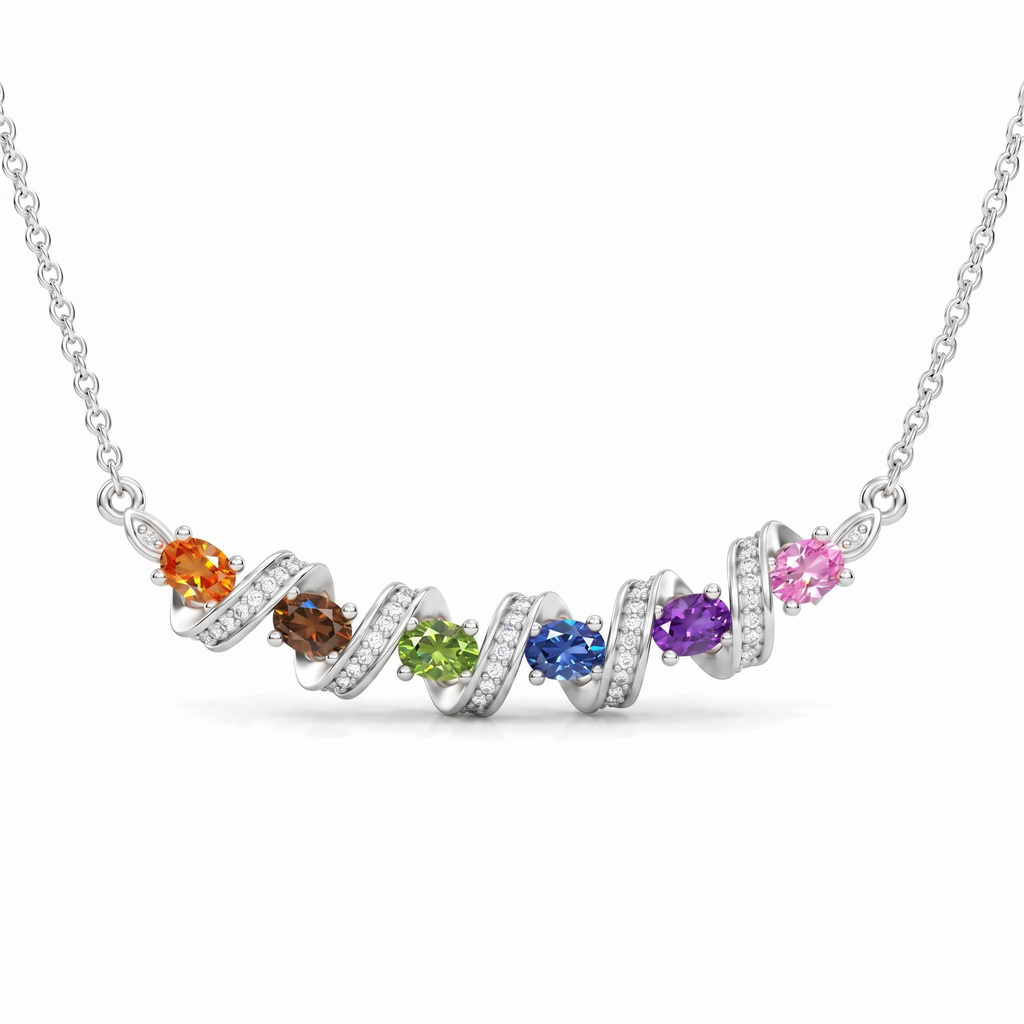 1.78 ct.tw. Twist Rainbow Gemstone Diamond-encrusted Smile Necklace