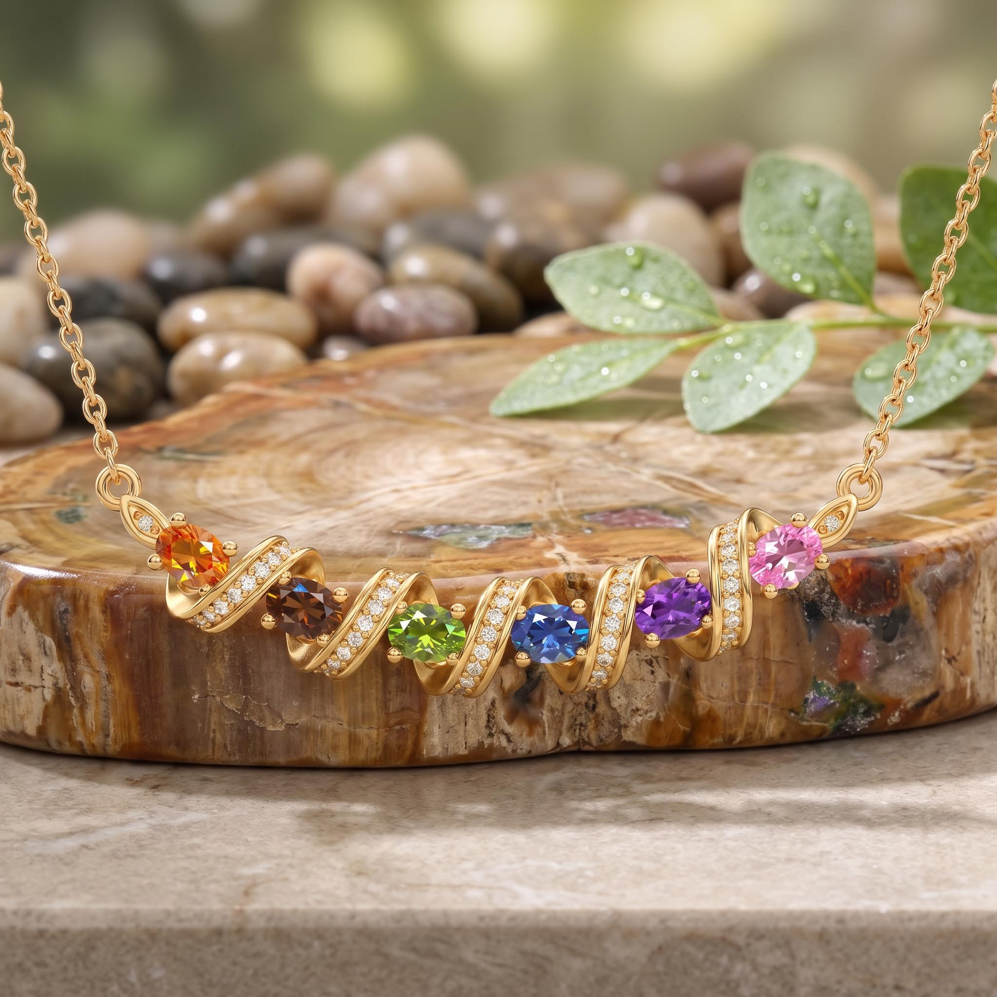 1.78 ct.tw. Twist Rainbow Gemstone Diamond-encrusted Smile Necklace 1.78 ct.tw. Twist Rainbow Gemstone Diamond-encrusted Smile Necklace