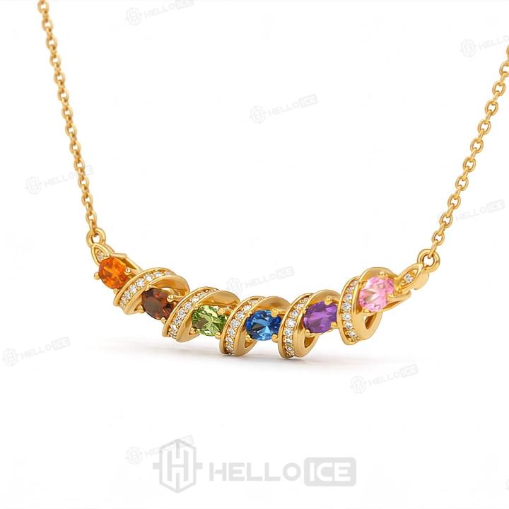 1.78 ct.tw. Twist Rainbow Gemstone Diamond-encrusted Smile Necklace 1.78 ct.tw. Twist Rainbow Gemstone Diamond-encrusted Smile Necklace