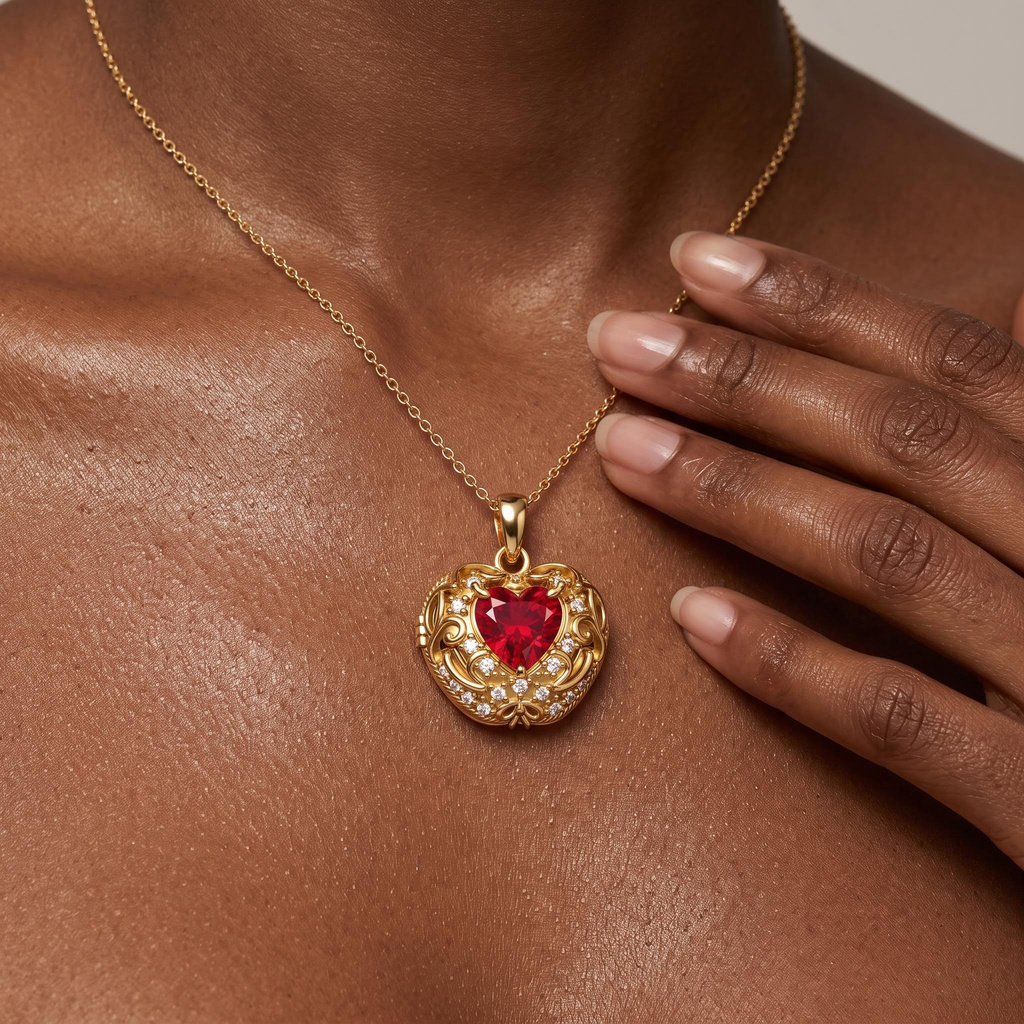 2.28 ct.tw. Vintage Filigree Openable Heart Birthstone Pendant Necklace 2.28 ct.tw. Vintage Filigree Openable Heart Birthstone Pendant Necklace