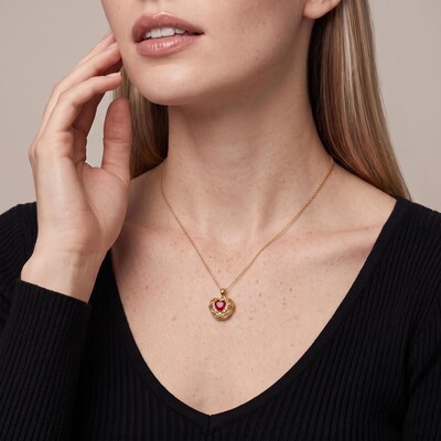 2.28 ct.tw. Vintage Filigree Openable Heart Birthstone Pendant Necklace